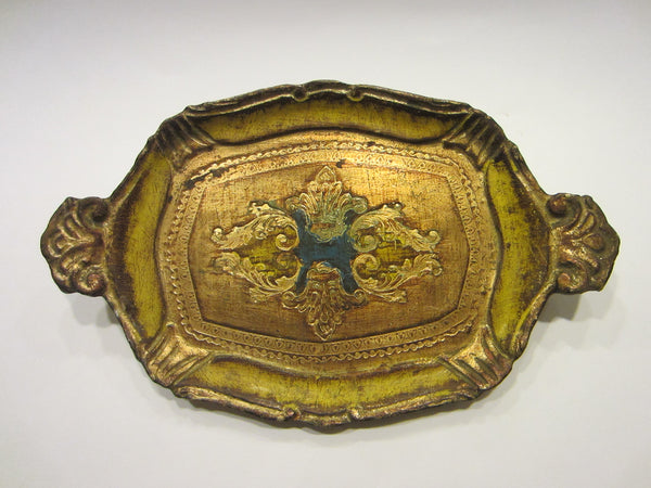 Florentine Gilt Decorated Serving Tray Made In Italy