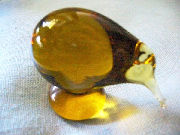 Kiwi Golden Amber New Zealand Glass Bird - Designer Unique Finds 