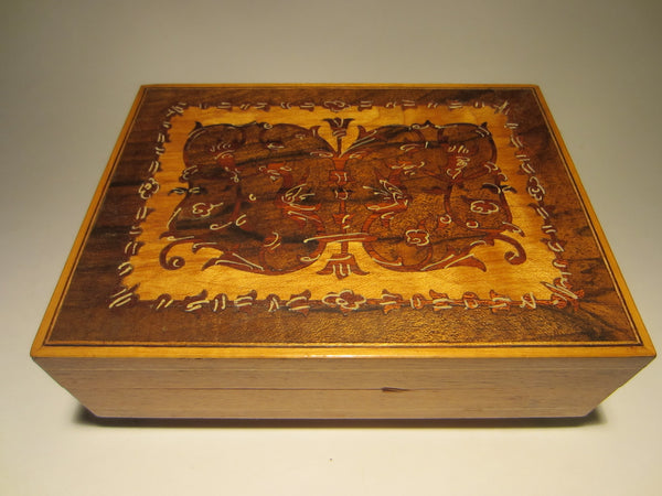 Switzerland Musical Jewelry Box Butterfly Inlaid Marquetry
