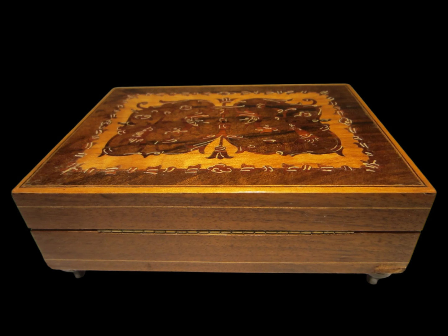Switzerland Musical Jewelry Box Butterfly Inlaid Marquetry