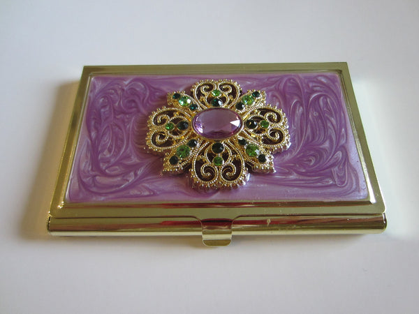 Jeweled Empire Business Card Holder Genuine Crystals In A Box - Designer Unique Finds 