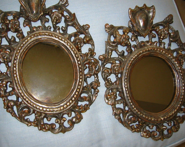 Rococo Silver Leaf Crested Italian Smokey Mirrors - Designer Unique Finds 
 - 1
