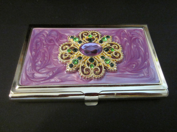 Jeweled Empire Business Card Holder Genuine Crystals In A Box - Designer Unique Finds 