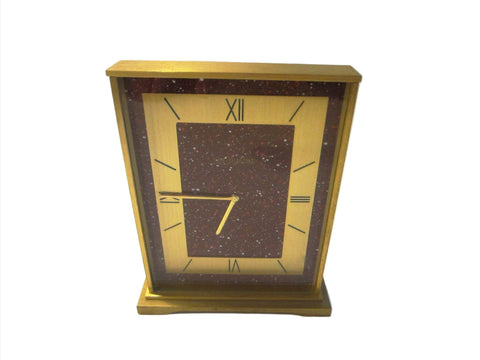Le Coultre Swiss Brass 8 Day Winding Desk Clock Red Dial - Designer Unique Finds 