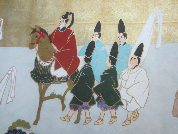 Panoramic View Landscape Art Of Japan On Gold Paper