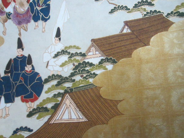 Panoramic View Landscape Art Of Japan On Gold Paper
