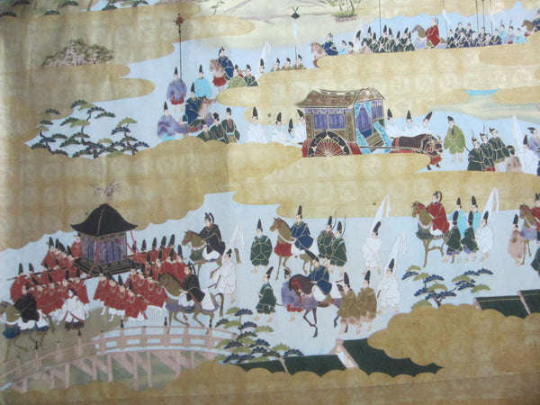 Panoramic View Landscape Art Of Japan On Gold Paper
