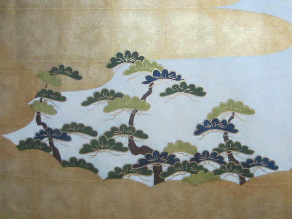 Panoramic View Landscape Art Of Japan On Gold Paper