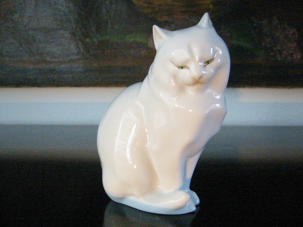 Herend Cat Figurine Hand Painted Signed Porcelain - Designer Unique Finds 
 - 1