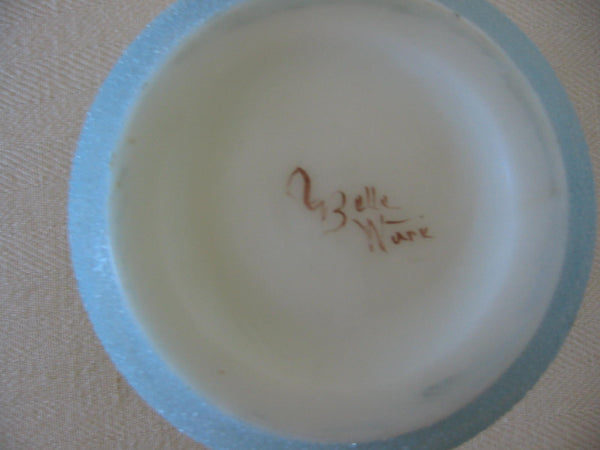 Belle Ware Textured Glass Dresser Jar CF Monroe Co Brass Hardware - Designer Unique Finds 