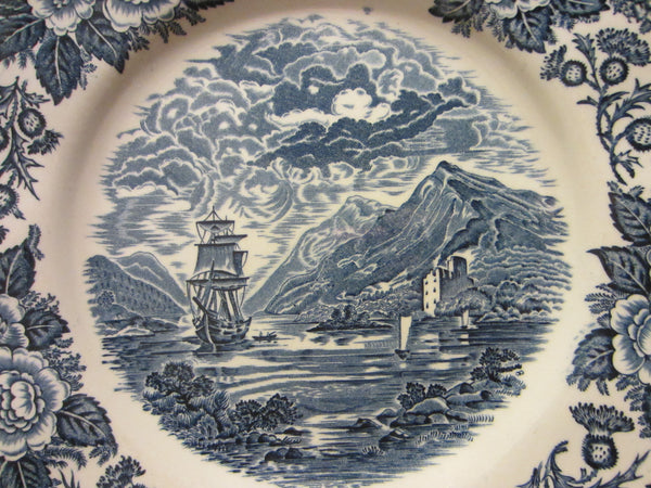 Lochs Of Scotland Royal Warwick Blue On White Seascape Transfer Hand Decorated Plate