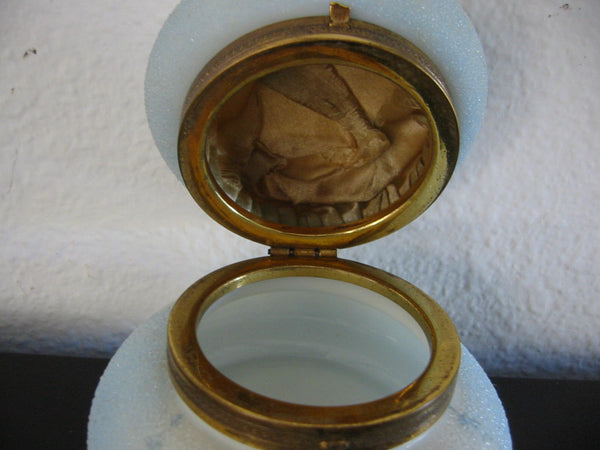 Belle Ware Textured Glass Dresser Jar CF Monroe Co Brass Hardware - Designer Unique Finds 