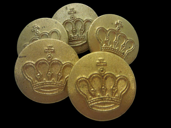 Vintage Brass Crown Buttons Set