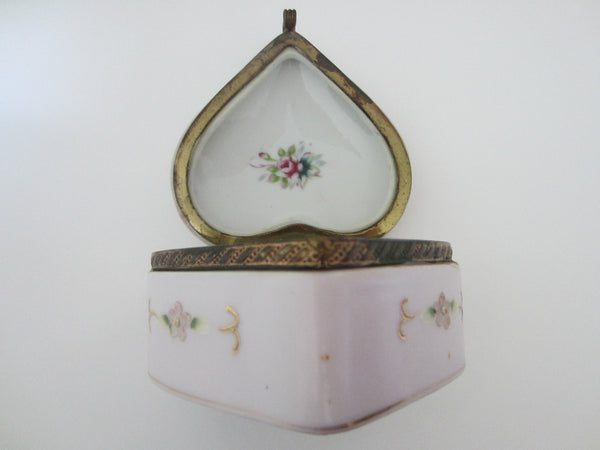 Royal Worcester Pink Heart Mary Child Jewelry Box - Designer Unique Finds 