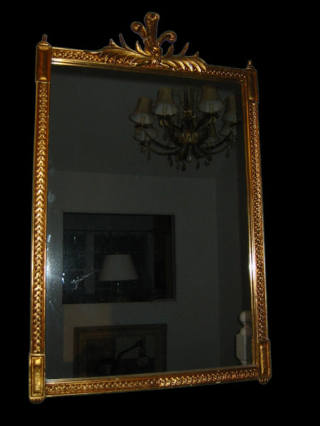 Rococo Style Gold Leaf Crown Crest Wall Mirror