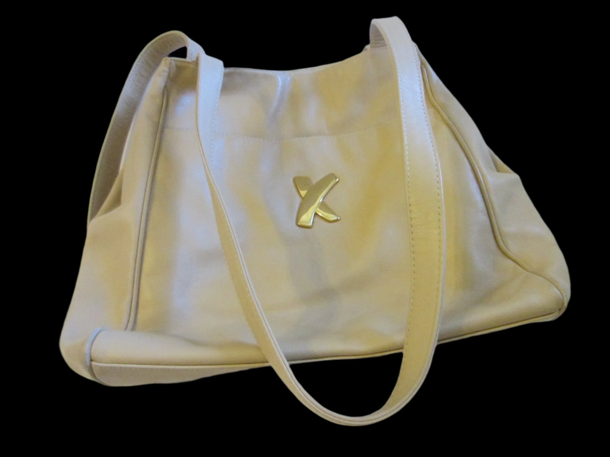 Paloma Picasso Tan Leather Tote Style Purse Handbag Made in Italy - Designer Unique Finds 