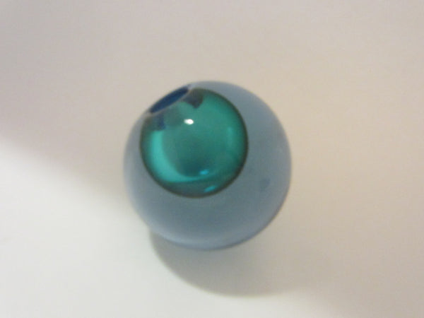 Spherical Sea Green Blue Glass Sommerso Murano Vase Candle Holder