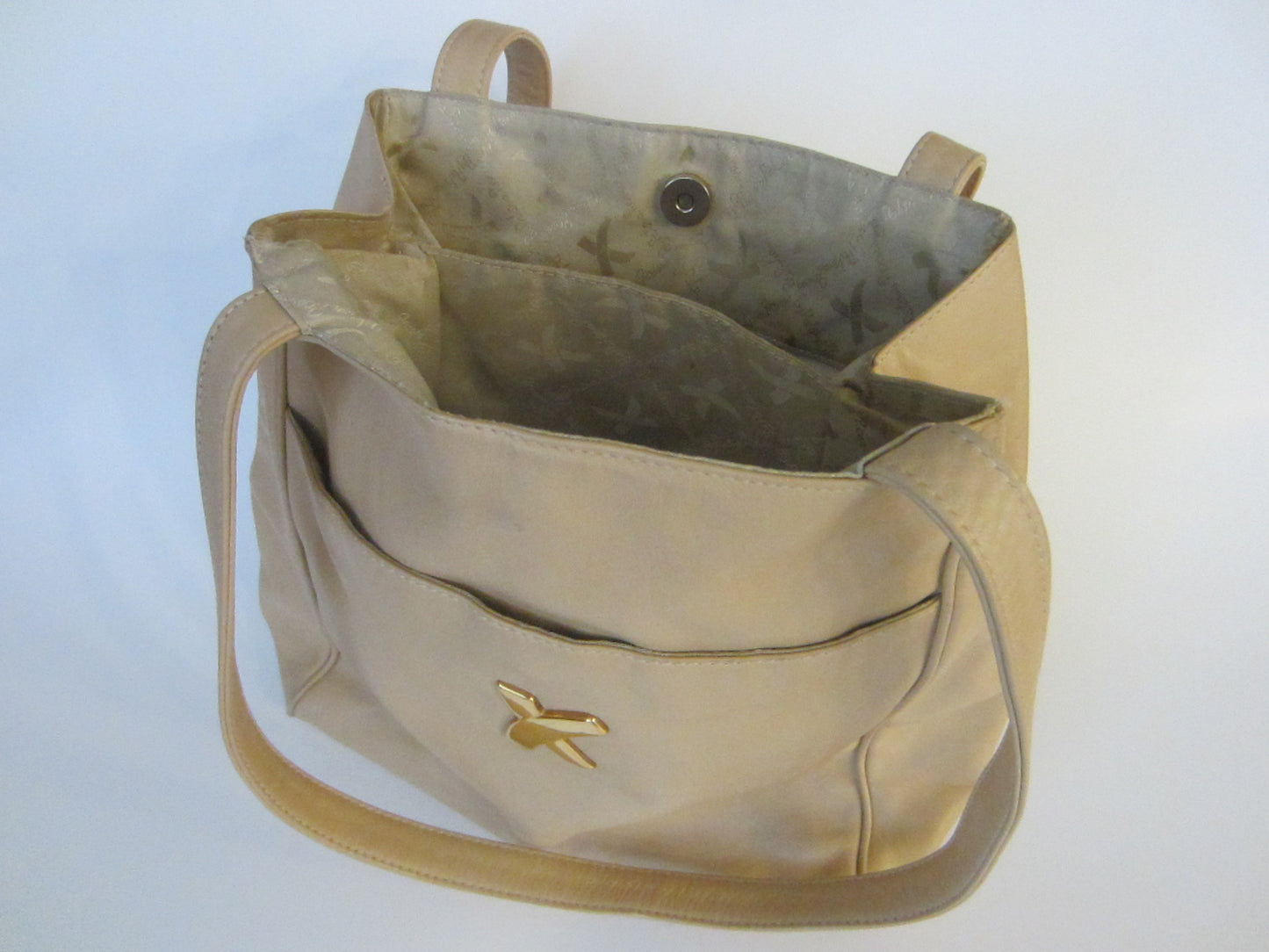 Paloma Picasso Tan Leather Tote Style Purse Handbag Made in Italy - Designer Unique Finds 