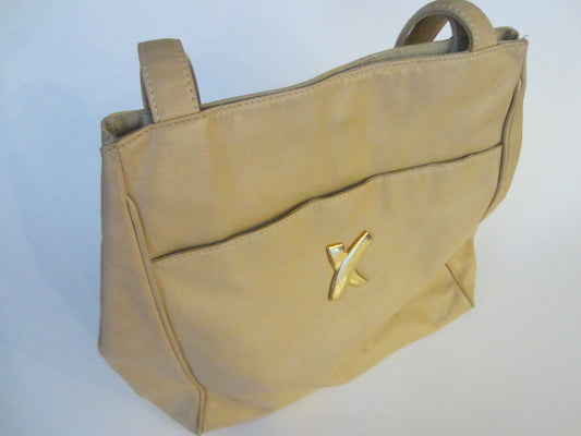 Paloma Picasso Tan Leather Tote Style Purse Handbag Made in Italy - Designer Unique Finds 