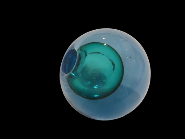 Spherical Sea Green Blue Glass Sommerso Murano Vase Candle Holder