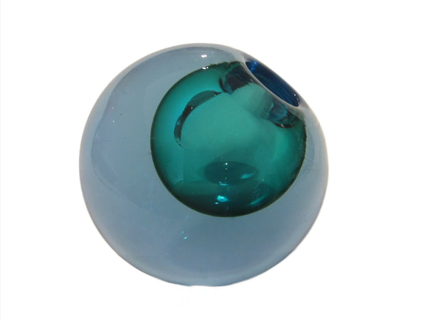 Spherical Sea Green Blue Glass Sommerso Murano Vase Candle Holder