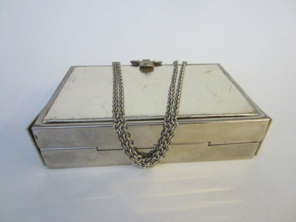Ottolenghi Italy Silver Tone Clutch Evening Purse Long Chain Straps Marked