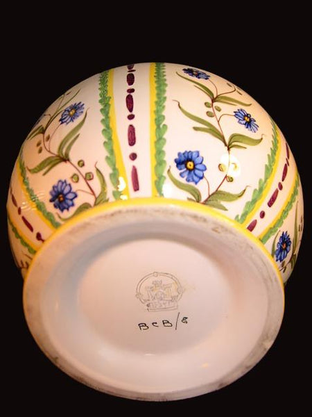 Ceramic Vase Hand Decorated Floral Design Signed Numbered - Designer Unique Finds 