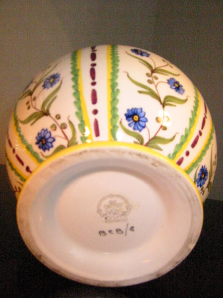 Ceramic Vase Hand Decorated Floral Design Signed Numbered - Designer Unique Finds 