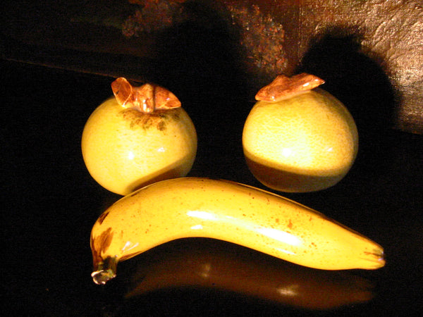Hand Decorated Ceramic Banana Grapefruits in Group - Designer Unique Finds 