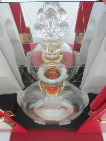 Saint Louis France Remy Martin Hand Made Crystal Decanter Red Leather Mirrored Case