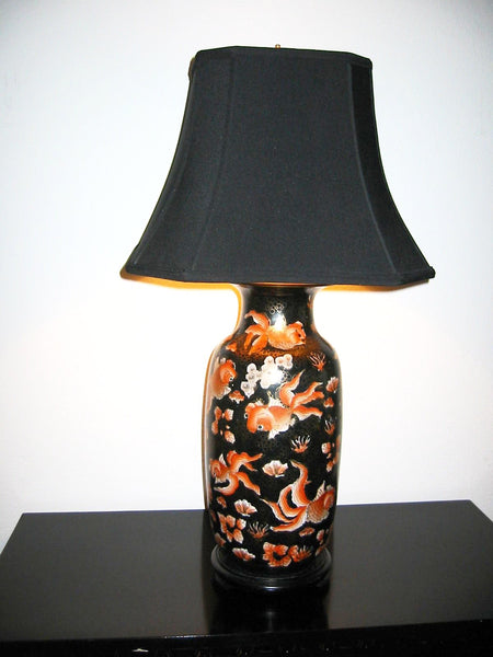 Asian Chinoiserie Porcelain Lamp Baluster Vase - Designer Unique Finds 
 - 1