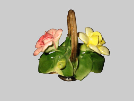 Nuova Capo Di Monte Italian Miniature Flower Basket - Designer Unique Finds 