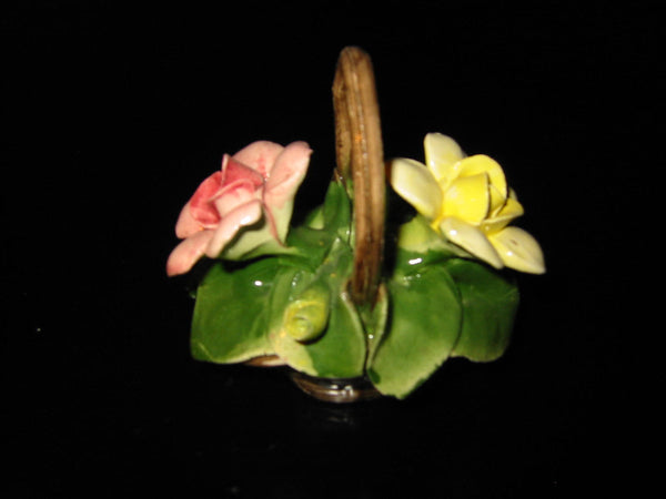 Nuova Capo Di Monte Italian Miniature Flower Basket - Designer Unique Finds 