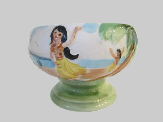 Ceramic Pedestal Bowl Hawaii Inspired Import by Otagiri Co - Designer Unique Finds 