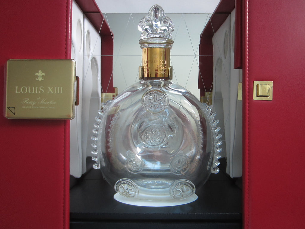 Saint Louis France Remy Martin Hand Made Crystal Decanter Red Leather  Mirrored Case