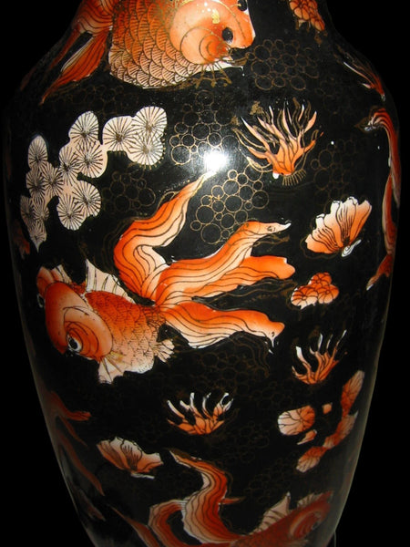 Asian Chinoiserie Porcelain Lamp Baluster Vase - Designer Unique Finds 
 - 6