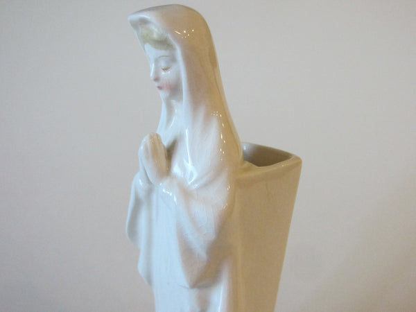 Praying Madonna White Porcelain Figure Gilt Decorated - Designer Unique Finds 