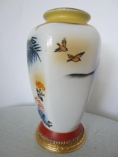 Western Germany Aerozon Original Moriage Style Hand Painted Baluster Vase - Designer Unique Finds 