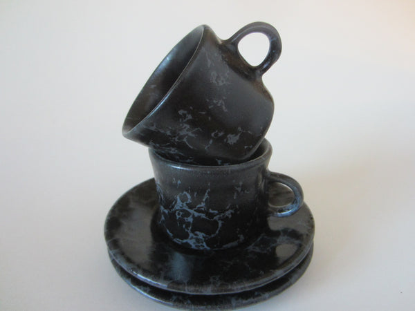 Bennington Potters Vermont Ceramic Cups Saucers - Designer Unique Finds 
