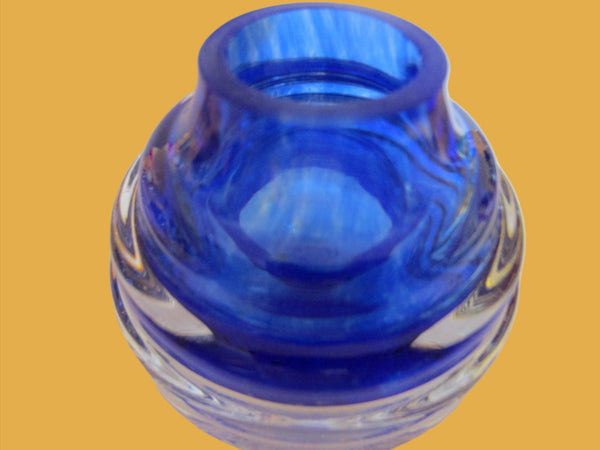 Art Glass Blue Candle Holder Or Striker Hand Made In Poland - Designer Unique Finds 