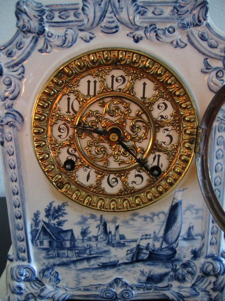 Ansonia Royal Bonn Porcelain Windmill Mantle Mantle Clock - Designer Unique Finds 
 - 4