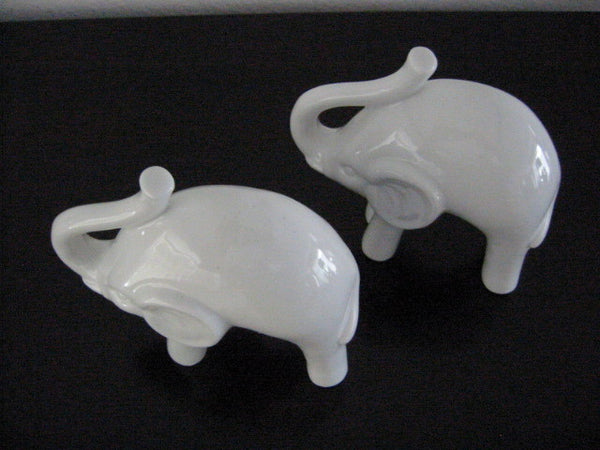 White Ceramic Abstract Elephants Mid Century Modernist - Designer Unique Finds 