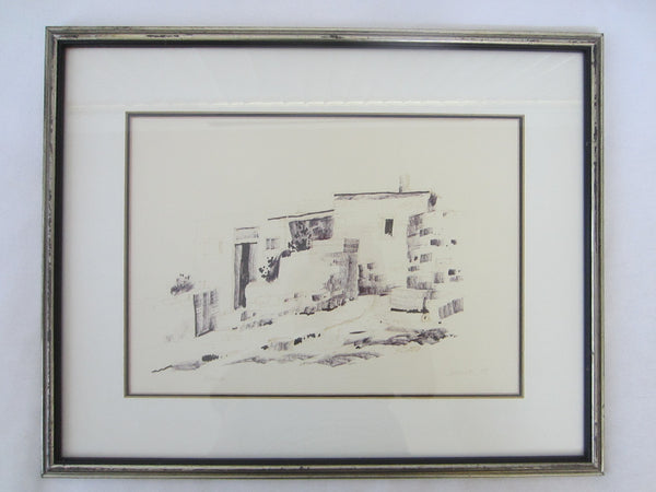 Architectural Scenic Sketch Gouache Signed Woolfe 79 Titled Renia