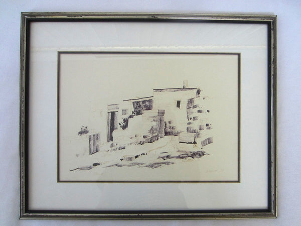 Architectural Abstract Drawing Guache Signed Woolfe 79  Renia - Designer Unique Finds 