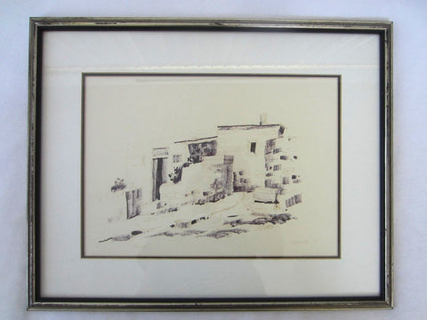 Architectural Abstract Drawing Guache Signed Woolfe 79  Renia - Designer Unique Finds 