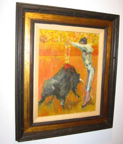 Matador Bull Fighter Impressionist Spanish Revival Oil On Canvas - Designer Unique Finds 