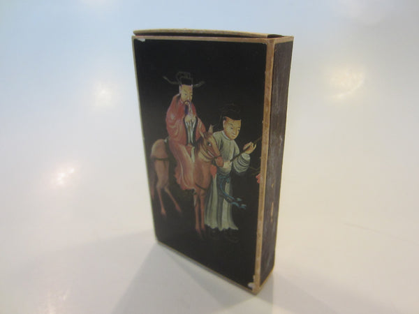 Asian Portrait Safety Match Box Made in Belgium Chinese Equestrian Chateau de Boloeil