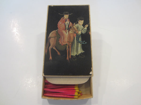 Asian Portrait Safety Match Box Made in Belgium Chinese Equestrian Chateau de Boloeil