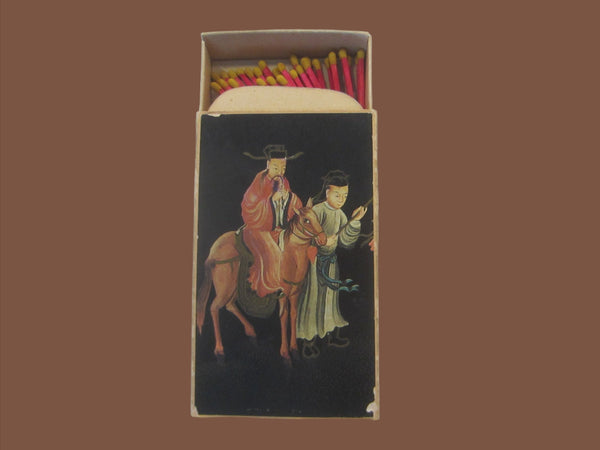 Asian Portrait Safety Match Box Made in Belgium Chinese Equestrian Chateau de Boloeil