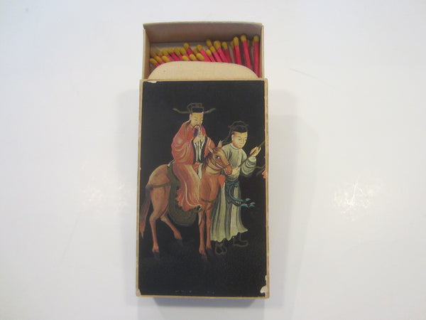 Asian Portrait Safety Match Box Made in Belgium Chinese Equestrian Chateau de Boloeil
